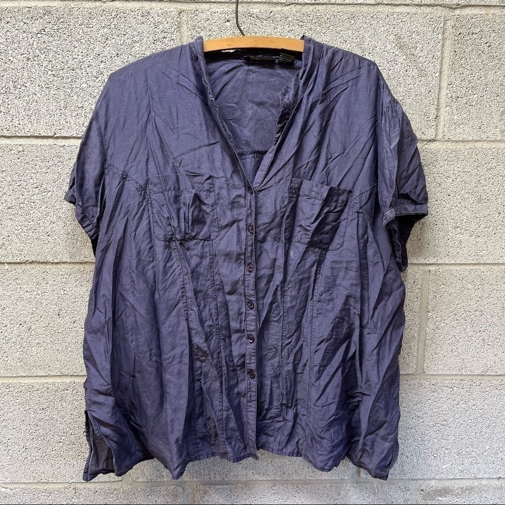 GNW Silk Blend Button Down Blouse